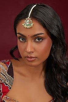 Gold Plated Jadau Kundan Polki Maangtikka