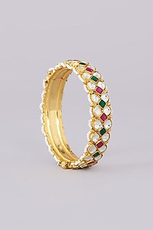 Gold Plated Jadau Kundan Polki Bangles (Set Of 2)