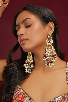 Gold Plated Jadau Kundan Polki Dangler Earrings