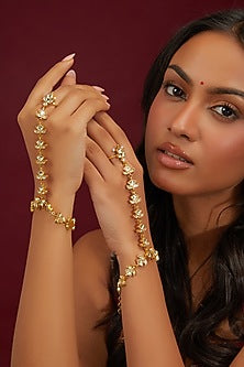 Gold Plated Jadau Kundan Polki Hathphools (Set of 2)