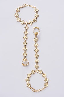 Gold Plated Jadau Kundan Polki Hathphools (Set of 2)