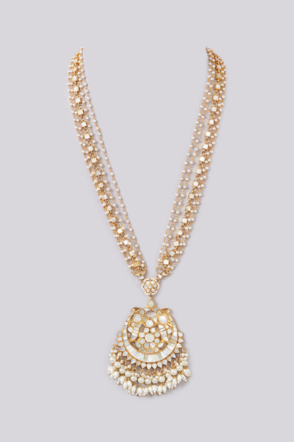 Gold Plated Jadau Kundan Polki Pendant Necklace