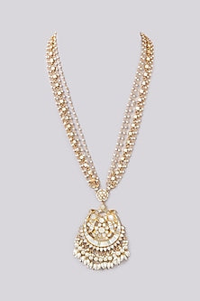 Gold Plated Jadau Kundan Polki Pendant Necklace