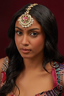 Gold Plated Jadau Kundan Polki Maangtikka