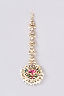 Gold Plated Jadau Kundan Polki Maangtikka