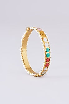 Gold Plated Jadau Kundan Polki Bangles (Set Of 2)