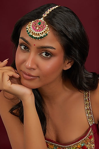 Gold Plated Jadau Kundan Polki Maangtikka