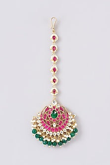 Gold Plated Jadau Kundan Polki Maangtikka