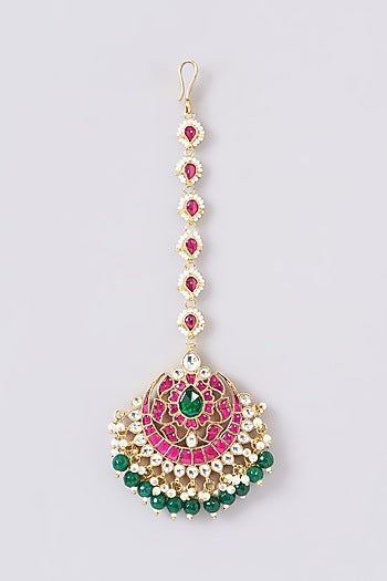 Gold Plated Jadau Kundan Polki Maangtikka