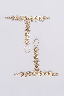 Gold Plated Mother Of Pearl Hathphools (Set of 2)