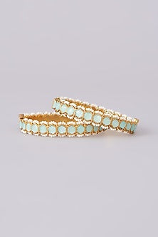 Gold Plated Jadau Kundan Polki Bangles (Set Of 2)
