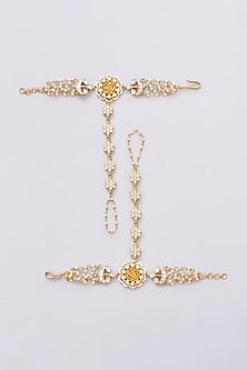 Gold Plated Jadau Kundan Polki Hathphools (Set of 2)