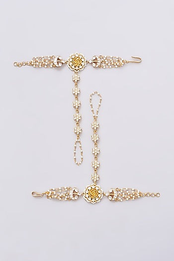 Gold Plated Jadau Kundan Polki Hathphools (Set of 2)