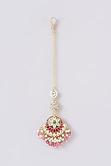 Gold Plated Jadau Kundan Polki Maangtikka