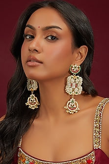 Gold Plated Jadau Kundan Polki Dangler Earrings