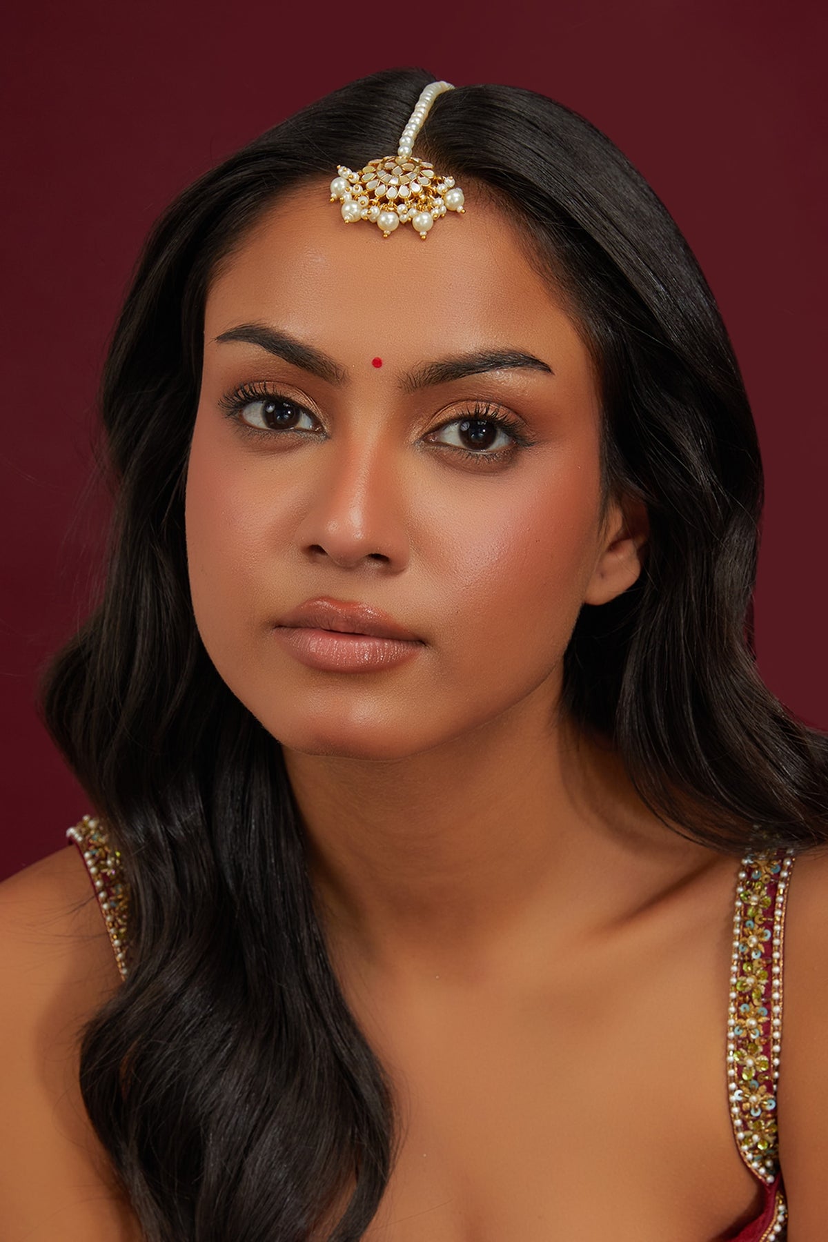 Gold Plated Mother Of Pearl Maangtikka