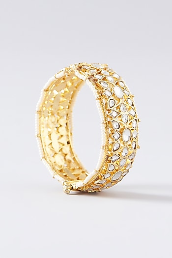 Gold Plated Kundan & Pearl Bangles (Set of 2)