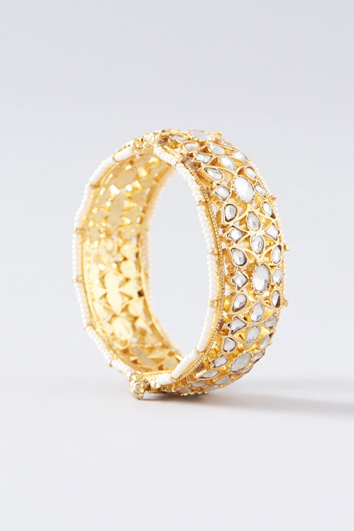 Gold Plated Kundan & Pearl Bangles (Set of 2)