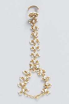 Gold Plated Kundan Polki & Pearl Hathphool (Set of 2)