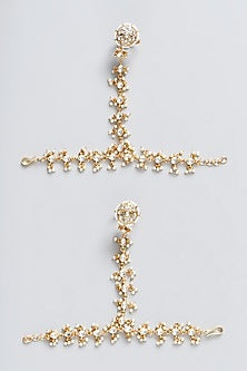 Gold Plated Kundan Polki & Pearl Hathphool (Set of 2)