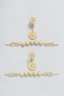 Gold Plated Kundan Polki & Pearl Hathphool (Set of 2)