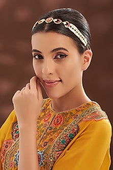 Gold Plated Kundan Polki Mathapatti