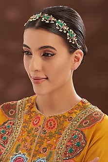 Gold Plated Kundan Polki Mathapatti