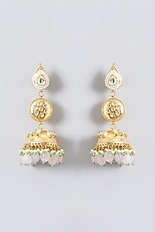 Gold Plated Pink Kundan Polki & Semi-Precious Stone Necklace Set