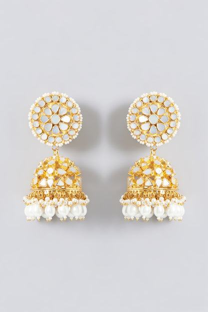 Gold Plated Kundan Polki & Mother Of Pearl Necklace Set