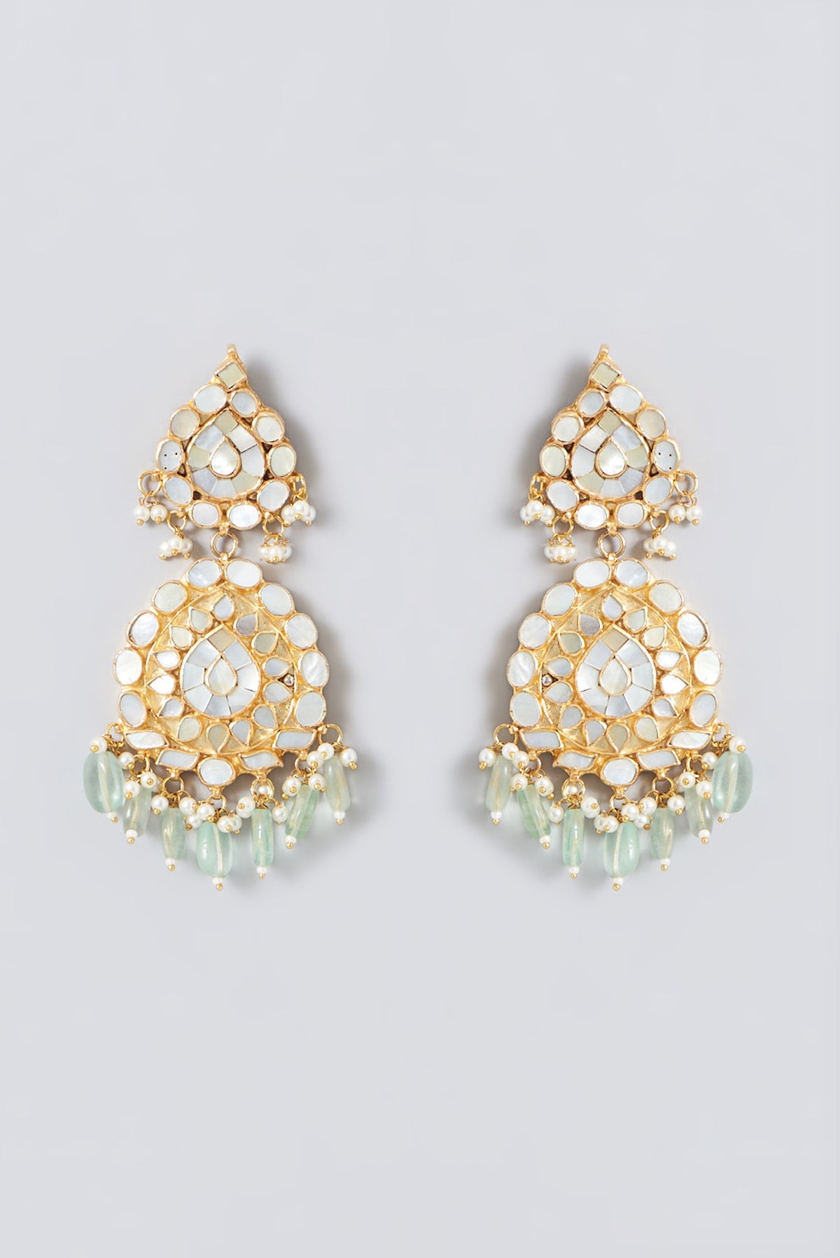 Gold Plated Kundan Polki & Mother Of Pearl Necklace Set