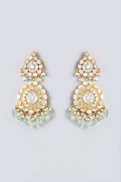 Gold Plated Kundan Polki & Mother Of Pearl Necklace Set