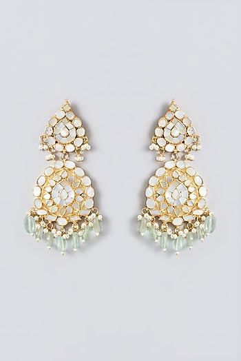Gold Plated Kundan Polki & Mother Of Pearl Necklace Set