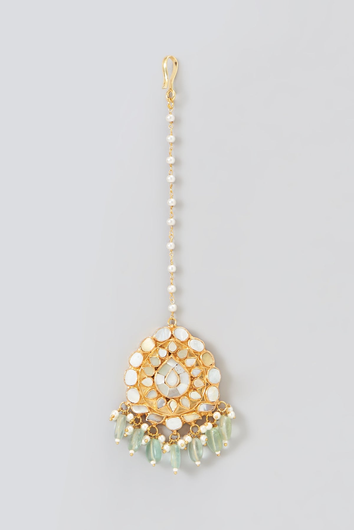 Gold Plated Kundan Polki & Mother Of Pearl Necklace Set