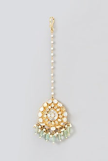 Gold Plated Kundan Polki & Mother Of Pearl Necklace Set