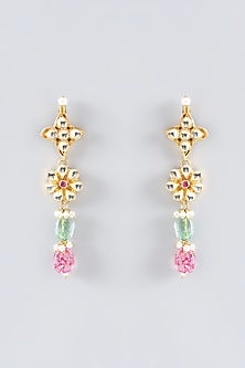 Gold Plated Kundan Polki & Semi-Precious Stone Choker Necklace Set