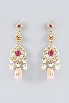 Gold Plated Kundan Polki & Semi-Precious Stone Choker Necklace Set