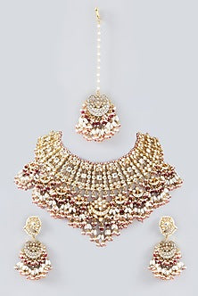 Gold Plated Kundan Polki & Semi-Precious Stone Necklace Set