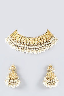 Gold Plated Kundan Polki & Semi-Precious Stone Necklace Set