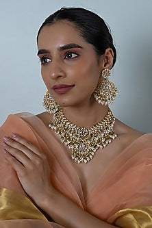 Gold Plated Kundan Polki Jadau Choker Necklace Set