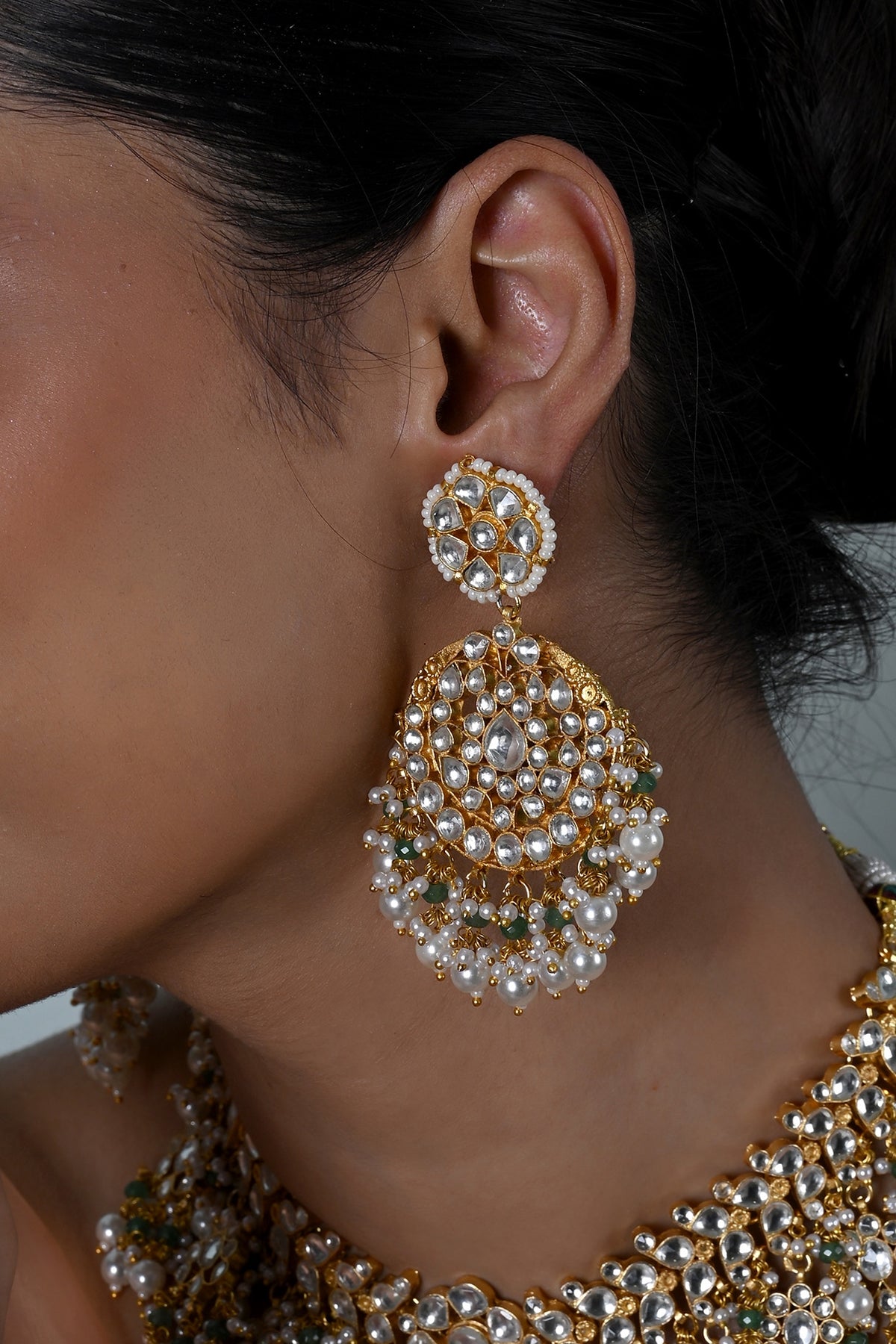 Gold Plated Kundan Polki Jadau Choker Necklace Set