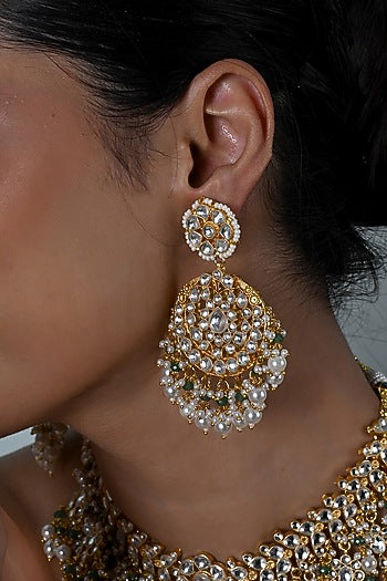 Gold Plated Kundan Polki Jadau Choker Necklace Set