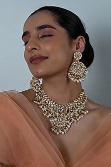 Gold Plated Kundan Polki Jadau Choker Necklace Set