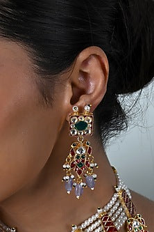 Gold Plated Multi-Colored Kundan Polki Jadau Choker Necklace Set