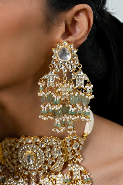 Gold Plated Kundan Polki Jadau Choker Necklace Set