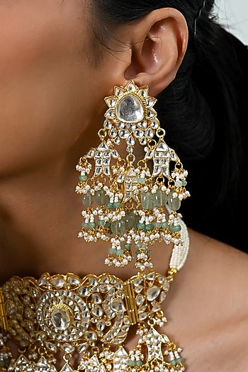 Gold Plated Kundan Polki Jadau Choker Necklace Set