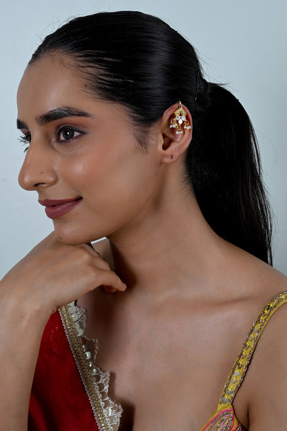 Gold Plated Mother Of Pearl Cuff Earrings