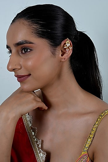 Gold Plated Mother Of Pearl Cuff Earrings