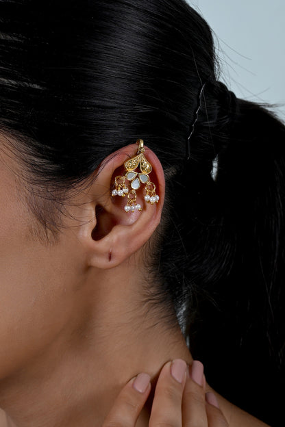 Gold Plated Mother Of Pearl Cuff Earrings