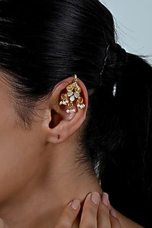 Gold Plated Mother Of Pearl Cuff Earrings