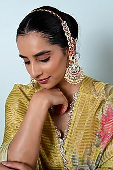 Gold Plated Jadau Kundan Polki Chandbali Earrings